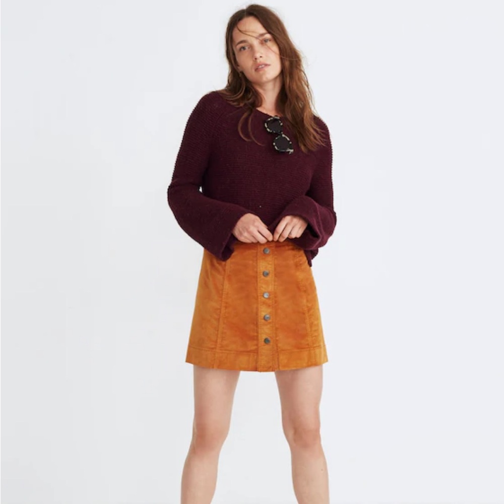 Madewell Velveteen Button-Front Mini Skirt